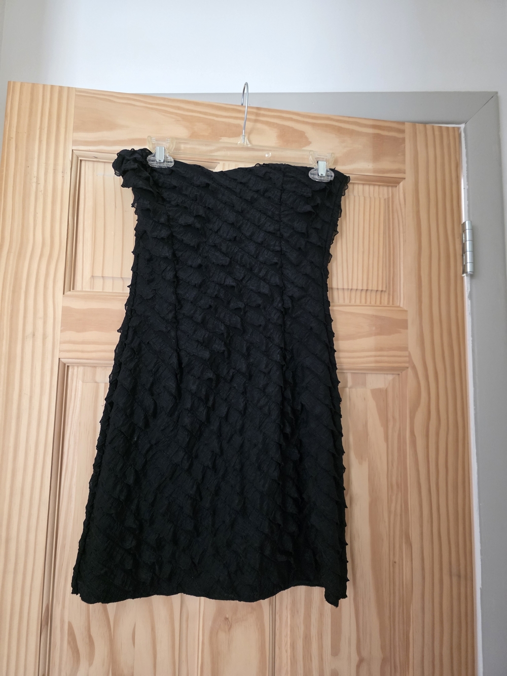 Black Strapless Textured Mini Dress - Women